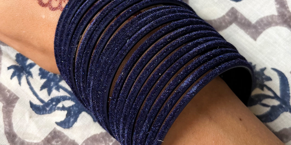 Velvet Bangles Navy Blue — The Hrī Store